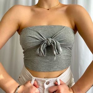 Women’s Gray Crop with Tie in Front